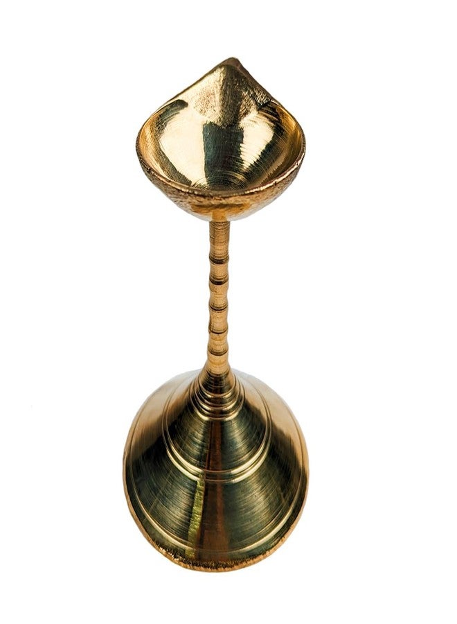 MAYAPURI Compact Brass Gacha Diya with Stand - 3.5 Inch Golden Prodeep for Puja & Aarti - Image 2